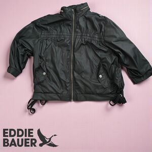 Eddie Bauer Black Utility Windbreaker Jacket XL Lightweight Cinch Hem